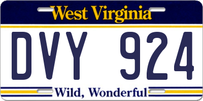 WV license plate DVY924