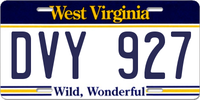 WV license plate DVY927
