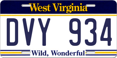 WV license plate DVY934