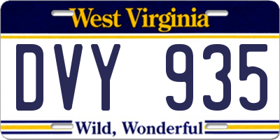 WV license plate DVY935
