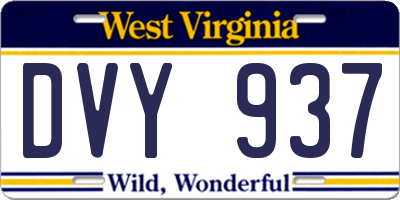 WV license plate DVY937