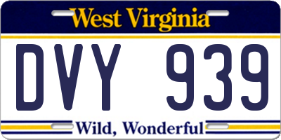 WV license plate DVY939