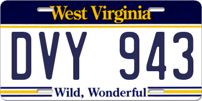 WV license plate DVY943