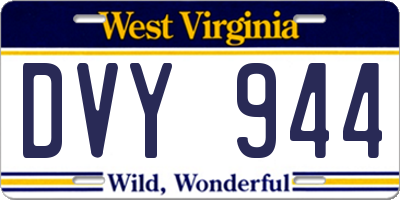 WV license plate DVY944