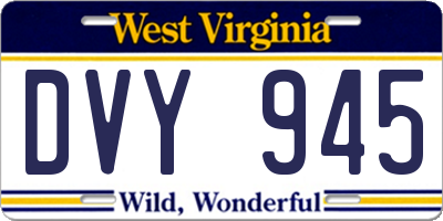 WV license plate DVY945