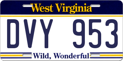 WV license plate DVY953
