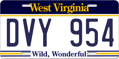 WV license plate DVY954