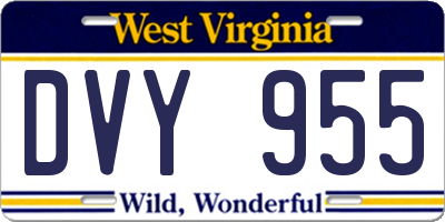 WV license plate DVY955