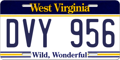 WV license plate DVY956