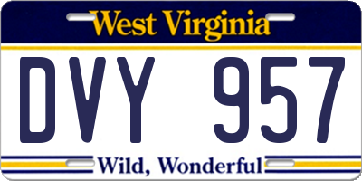 WV license plate DVY957