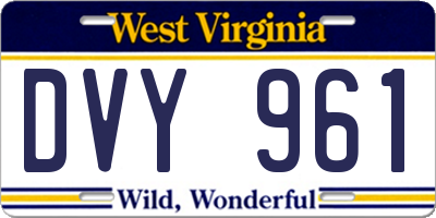 WV license plate DVY961