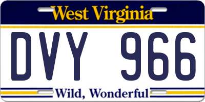 WV license plate DVY966