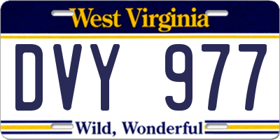WV license plate DVY977