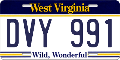 WV license plate DVY991