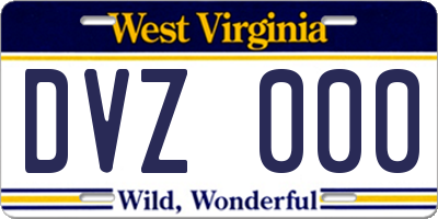WV license plate DVZ000