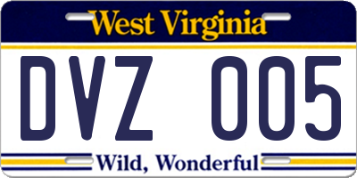 WV license plate DVZ005