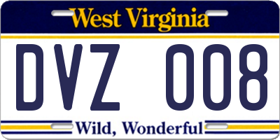 WV license plate DVZ008