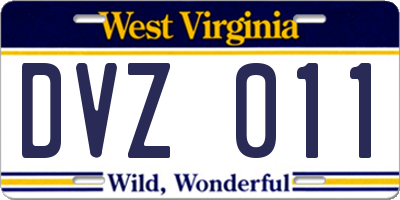 WV license plate DVZ011