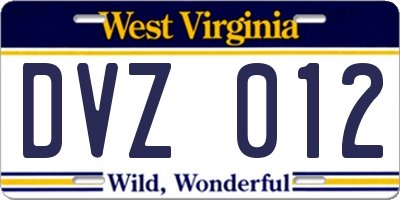 WV license plate DVZ012