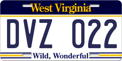 WV license plate DVZ022