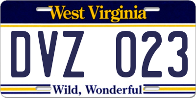WV license plate DVZ023