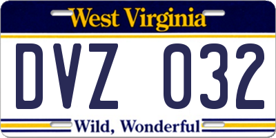 WV license plate DVZ032