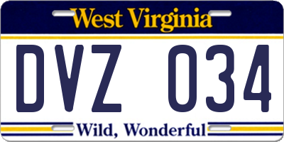 WV license plate DVZ034