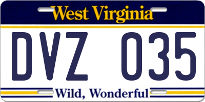 WV license plate DVZ035