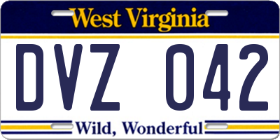 WV license plate DVZ042
