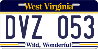 WV license plate DVZ053