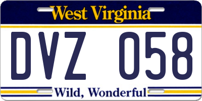 WV license plate DVZ058