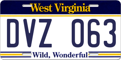 WV license plate DVZ063