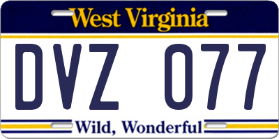 WV license plate DVZ077