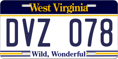 WV license plate DVZ078
