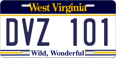 WV license plate DVZ101