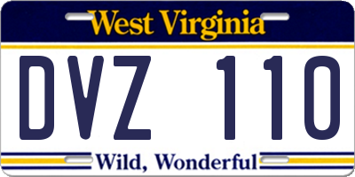 WV license plate DVZ110