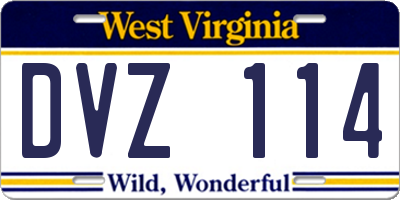 WV license plate DVZ114