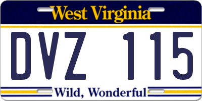 WV license plate DVZ115