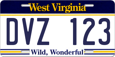 WV license plate DVZ123