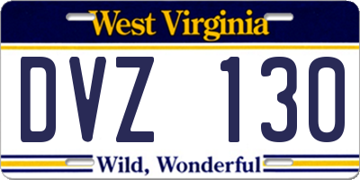 WV license plate DVZ130