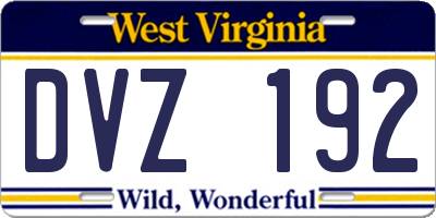 WV license plate DVZ192
