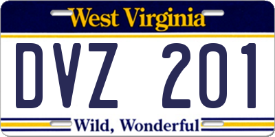 WV license plate DVZ201