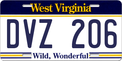 WV license plate DVZ206