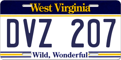 WV license plate DVZ207