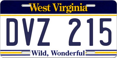 WV license plate DVZ215