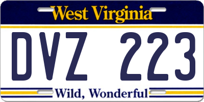 WV license plate DVZ223