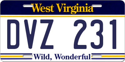 WV license plate DVZ231
