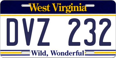 WV license plate DVZ232
