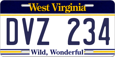 WV license plate DVZ234