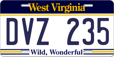 WV license plate DVZ235
